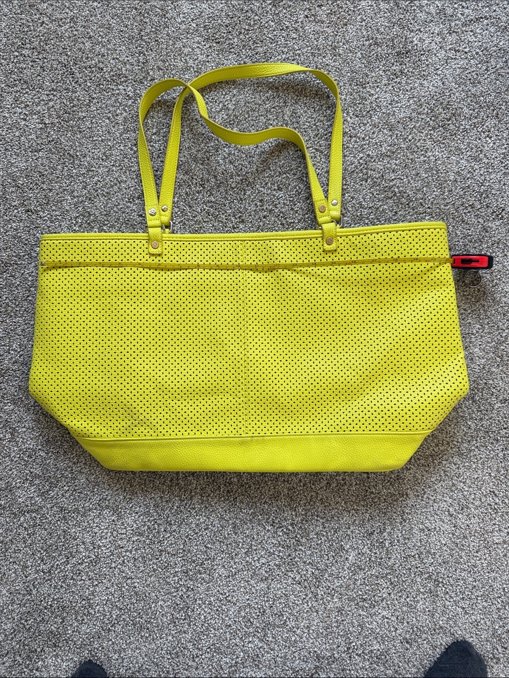 Vibrant Yellow Perforated Tote Bag with Shoulder Straps